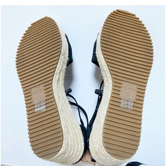 Eileen Fisher Wanda Tumbled Nubuck Espadrille Wedge Sandals size 8.5 - Picture 8 of 9